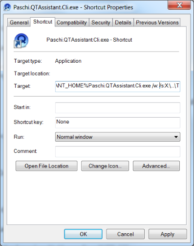 Paschi.QTAssistant.Cli Shortcut Properties