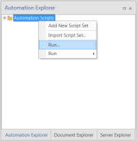 Run Script Configuration Automation Settings in Automation Explorer