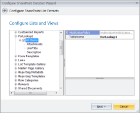 SharePoint DataSet Wizard - Selecting ForLookup1 list